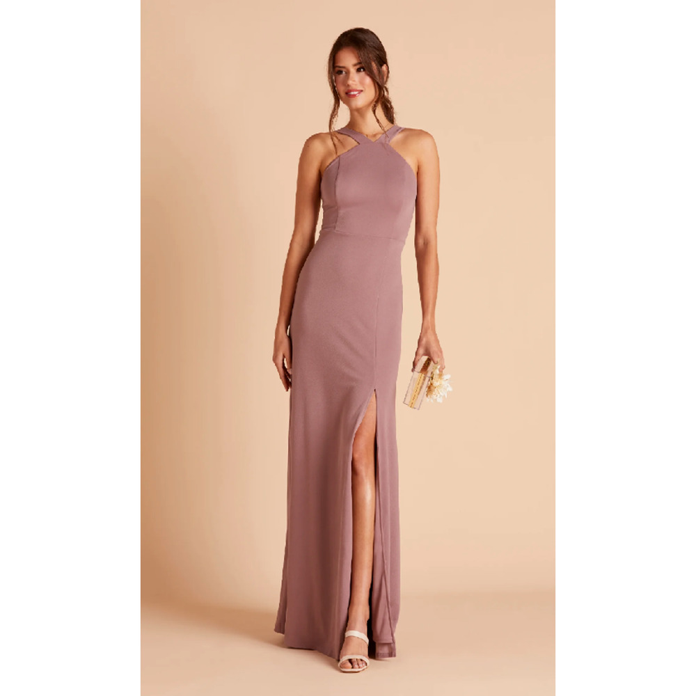 Birdy Grey Gene Criss-Cross Dark Mauve Bridesmaid Dress Women's XS